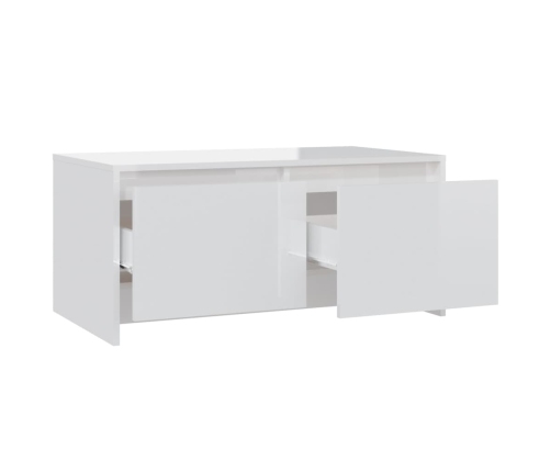 Mesa de centro madera contrachapada blanco brillo 90x50x41,5 cm