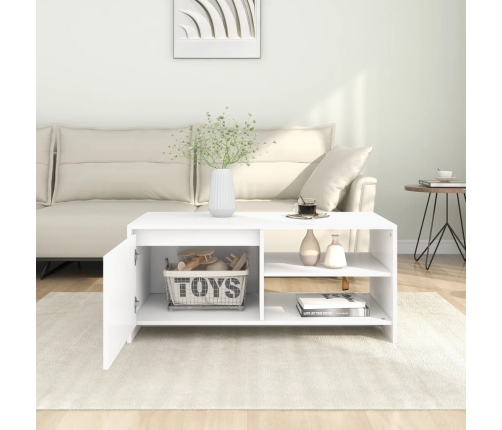 vidaXL Mesa de centro madera contrachapada blanco 102x50x45 cm