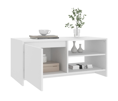 Mesa de centro madera contrachapada blanco 102x50x45 cm