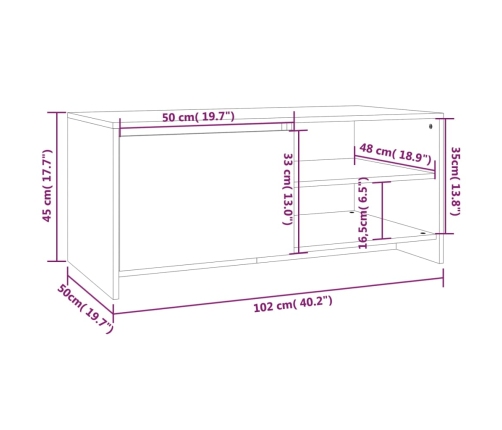 vidaXL Mesa de centro madera contrachapada blanco 102x50x45 cm