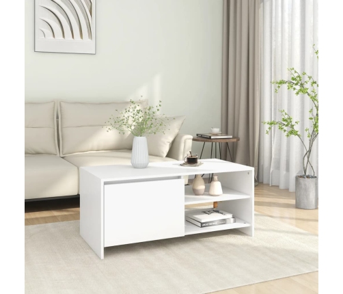 vidaXL Mesa de centro madera contrachapada blanco 102x50x45 cm