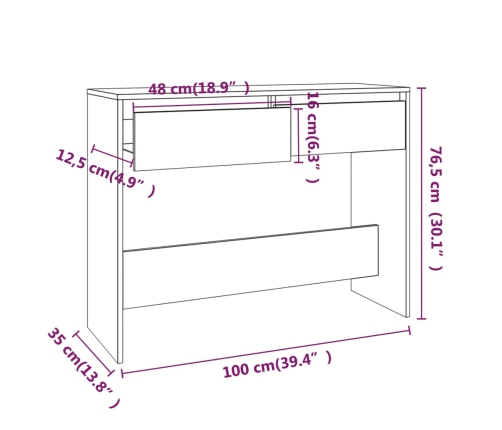 Mesa consola madera de ingeniería blanca 100x35x76,5 cm