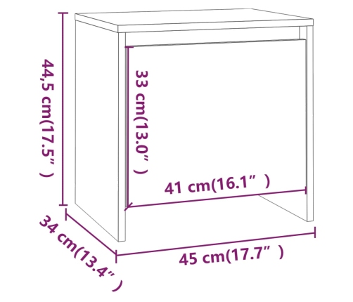 vidaXL Mesitas de noche 2 uds madera ingeniería negro 45x34x44,5 cm