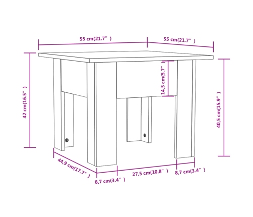 vidaXL Mesa de centro madera contrachapada blanco 55x55x42 cm