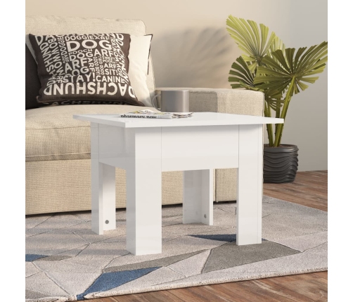 Mesa de centro madera de ingeniería brillo blanco 55x55x42 cm