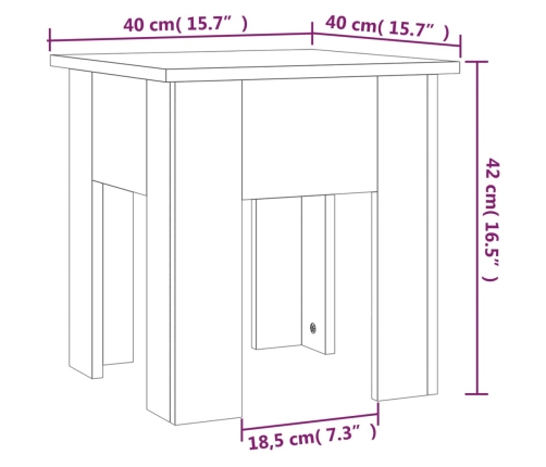 Mesa de centro madera de ingeniería negra 40x40x42 cm