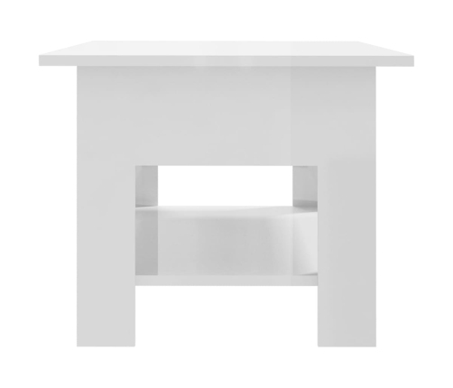 Mesa de centro madera de ingeniería blanco brillo 102x55x42 cm