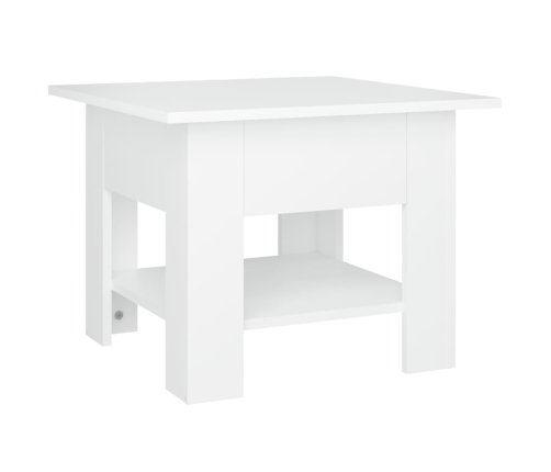 Mesa de centro madera contrachapada blanco 55x55x42 cm