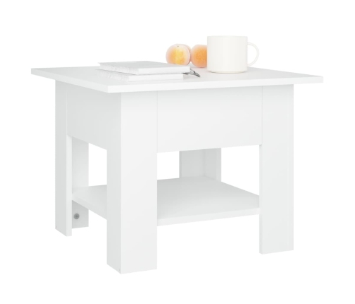 Mesa de centro madera contrachapada blanco 55x55x42 cm