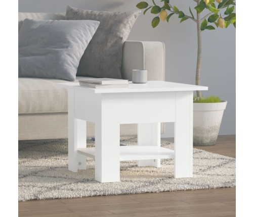 Mesa de centro madera contrachapada blanco 55x55x42 cm