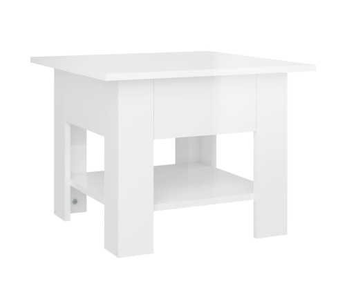 vidaXL Mesa de centro madera de ingeniería brillo blanco 55x55x42 cm