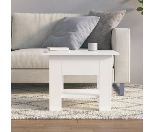 vidaXL Mesa de centro madera de ingeniería brillo blanco 55x55x42 cm