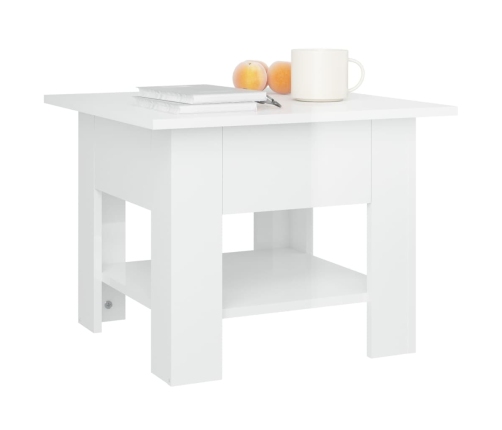 vidaXL Mesa de centro madera de ingeniería brillo blanco 55x55x42 cm