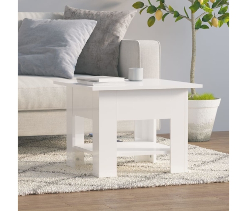 vidaXL Mesa de centro madera de ingeniería brillo blanco 55x55x42 cm