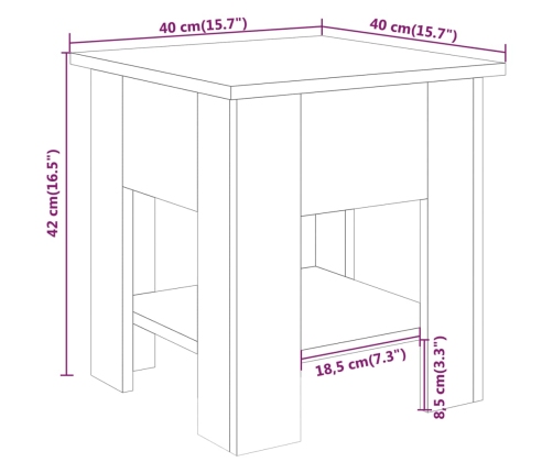 vidaXL Mesa de centro blanco madera contrachapada 40x40x42 cm