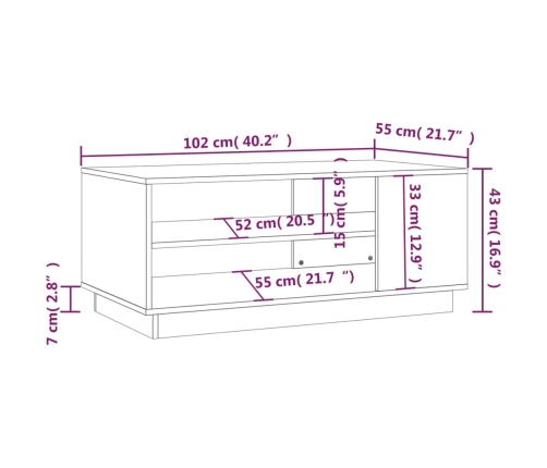 Mesa de centro de madera de ingeniería blanca 102x55x43 cm