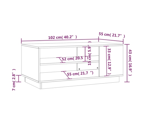 Mesa de centro de madera de ingeniería negra 102x55x43 cm