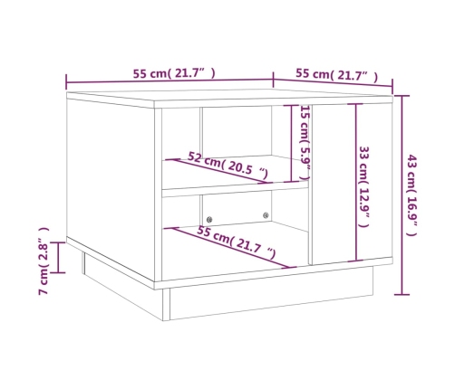 Mesa de centro madera de ingeniería blanca 55x55x43 cm