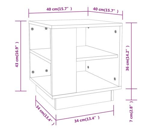 Mesa de centro madera contrachapada blanco 40x40x43 cm