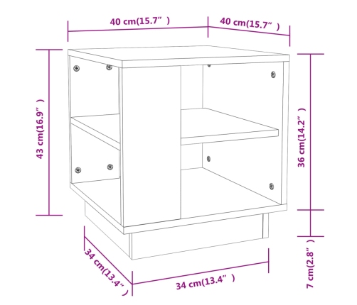 Mesa de centro madera de ingeniería blanco brillo 40x40x43 cm