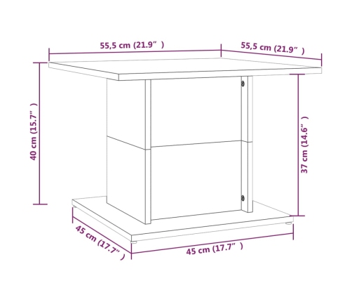 vidaXL Mesa de centro madera de ingeniería blanca 55,5x55,5x40 cm