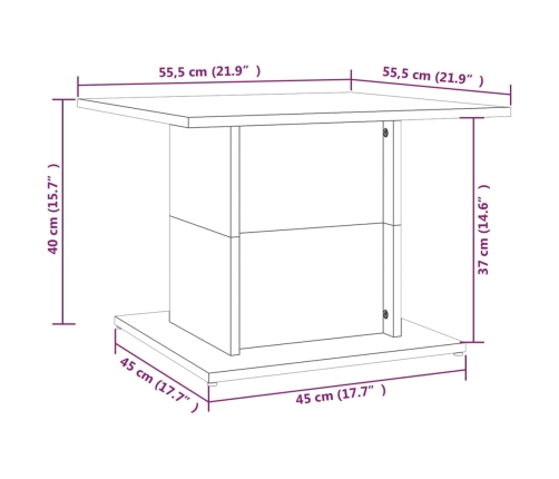 Mesa de centro madera ingeniería roble Sonoma 55,5x55,5x40 cm