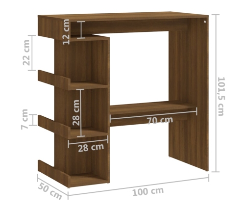 Mesa alta con estante marrón roble 100x50x101,5 cm