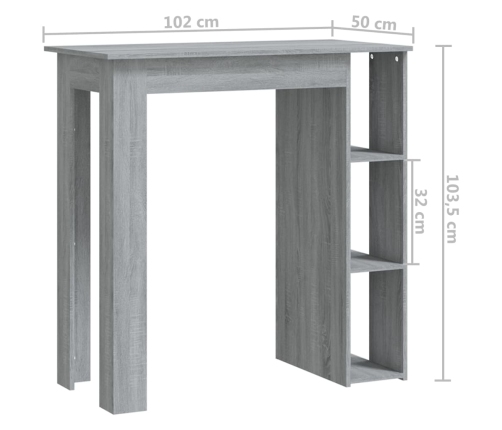 Mesa alta con estante gris Sonoma 102x50x103,5 cm