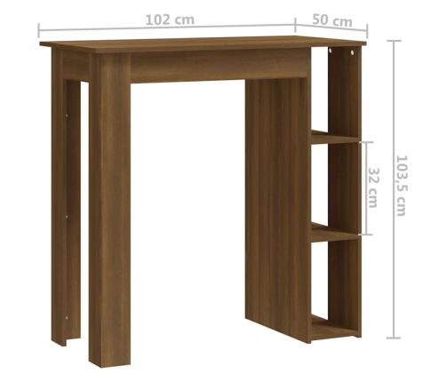 vidaXL Mesa alta con estante marrón roble 102x50x103,5 cm