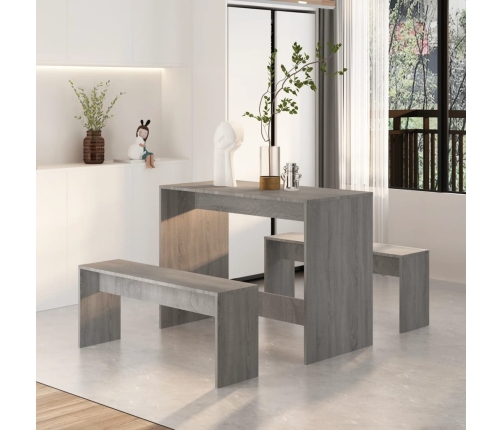 Set de comedor 3 pzas madera de ingeniería gris Sonoma