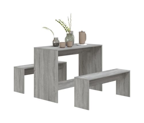 Set de comedor 3 pzas madera de ingeniería gris Sonoma