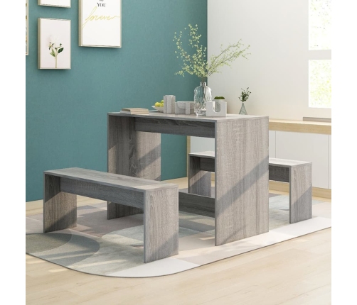 Set de comedor 3 pzas madera de ingeniería gris Sonoma