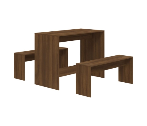 Juego de comedor 3 piezas madera ingeniería marrón roble