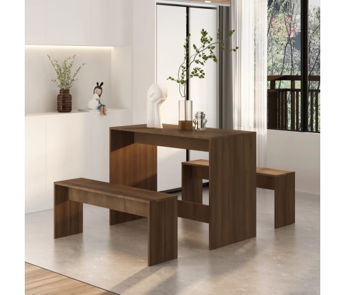 Juego de comedor 3 piezas madera ingeniería marrón roble