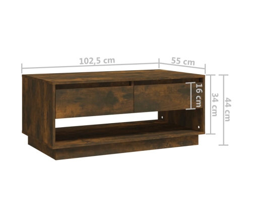 vidaXL Mesa de centro madera de ingeniería roble ahumado 102,5x55x44cm