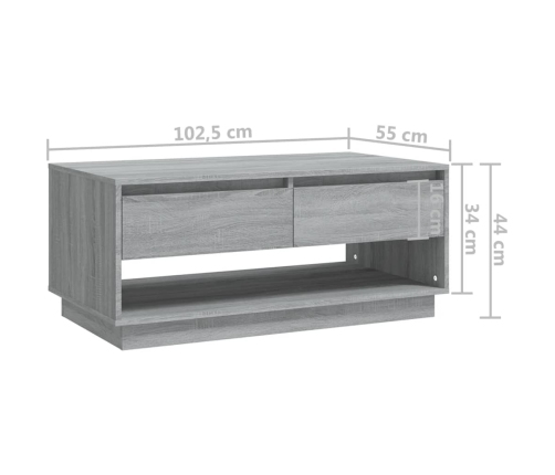 Mesa de centro madera de ingeniería gris Sonoma 102,5x55x44 cm