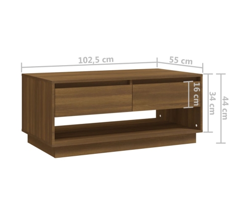 Mesa de centro madera de ingeniería marrón roble 102,5x55x44 cm