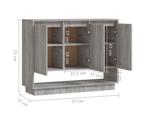 Aparador de madera de ingeniería gris Sonoma 97x31x75 cm