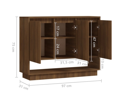 Aparador de madera de ingeniería roble marrón 97x31x75 cm