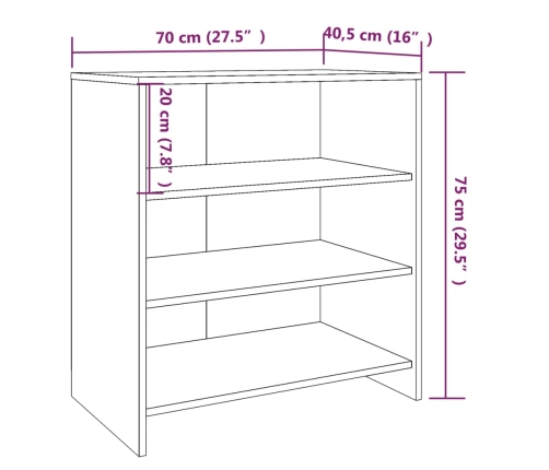 Aparador de madera de ingeniería roble ahumado 70x40,5x75 cm