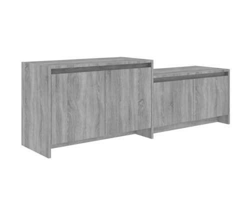 Mueble de TV madera de ingeniería gris ahumado 146,5x35x50 cm