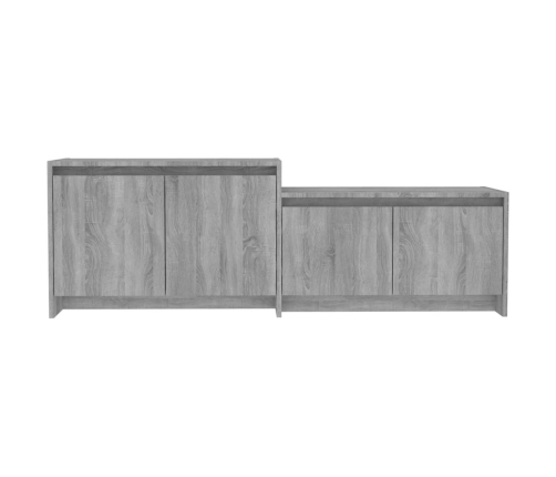 Mueble de TV madera de ingeniería gris ahumado 146,5x35x50 cm