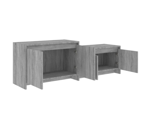 Mueble de TV madera de ingeniería gris ahumado 146,5x35x50 cm