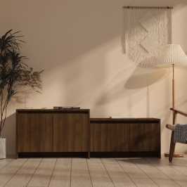 Mueble de TV madera de ingeniería marrón roble 146,5x35x50 cm