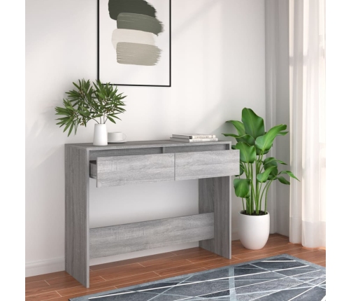 Mesa consola madera de ingeniería gris Sonoma 100x35x76,5 cm