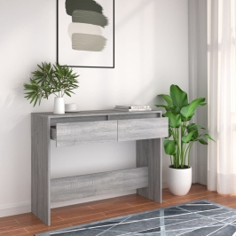 Mesa consola madera de ingeniería gris Sonoma 100x35x76,5 cm