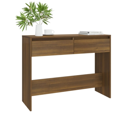 Mesa consola madera de ingeniería marrón roble 100x35x76,5 cm