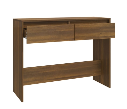 Mesa consola madera de ingeniería marrón roble 100x35x76,5 cm