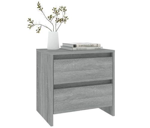 Mesita noche 2 uds madera ingeniería gris Sonoma 45x34,5x44,5cm