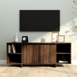 Mueble de TV madera de ingeniería marrón roble 130x35x50 cm